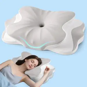 Cervical Neck Pillow - Neck Support Pillows for Sleeping, Contour Memory Foam Pillows for Side, Back & Stomach Sleepers, Ergonomic Neck Pillow with Breathable Cover (Grey) Cervical Neck Pillow - Neck Support Pillows for Sleeping, Contour Memory Foam Pillows for Side, Back & Stomach Sleepers, Ergonomic Neck Pillow with Breathable Cover (Grey)