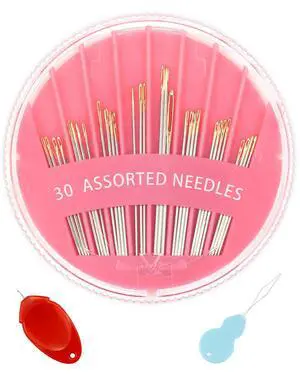 30-Count Steel Sewing Needles for Hand Sewing, 6 Sizes Large Eye Embroidery and Hand Quilting Needles Kit with Threaders for Art & Craft ProjectsPink 30-Count Steel Sewing Needles for Hand Sewing, 6 Sizes Large Eye Embroidery and Hand Quilting Needles Kit with Threaders for Art & Craft ProjectsPink
