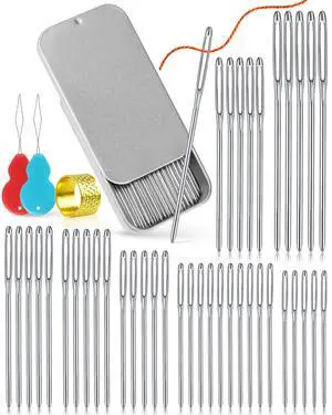 80/40 PCS Large-Eye Blunt Needles,8 Sizes Stainless Steel Yarn Knitting Needles,Sewing Needles,Crafting Knitting Weaving Stringing Needleswith Threaders for Finishing Off Crochet Projects CJ 80/40 PCS Large-Eye Blunt Needles,8 Sizes Stainless Steel Yarn Knitting Needles,Sewing Needles,Crafting Knitting Weaving Stringing Needleswith Threaders for Finishing Off Crochet Projects CJ