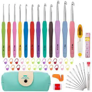 Crochet Hooks 12 Sizes Crochet Hook Set, 51 Pack Yarn Crochet Kit for Beginners, Knitting Needles with Ergonomic Handles for Arthritic Hands, Crochet Needle Kit with Blue Case for Crocheters Crochet Hooks 12 Sizes Crochet Hook Set, 51 Pack Yarn Crochet Kit for Beginners, Knitting Needles with Ergonomic Handles for Arthritic Hands, Crochet Needle Kit with Blue Case for Crocheters
