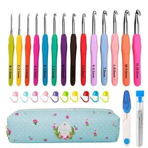 Crochet Hooks,14 Size Crochet Set 2mm(B)-10mm(N), Ergonomic Crochet Hooks Set with Case for Beginner,Long Crochet Needles Crochet Hooks,14 Size Crochet Set 2mm(B)-10mm(N), Ergonomic Crochet Hooks Set with Case for Beginner,Long Crochet Needles