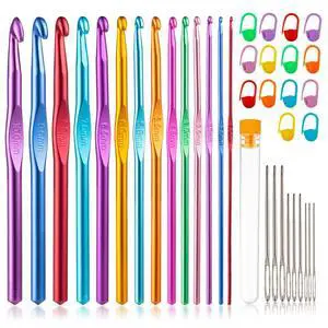 14 Sizes Crochet Hooks Set 2.010.0mm, Colorful Metal Crochet Needles, Ergonomic for Comfortable Crocheting 14 Sizes Crochet Hooks Set 2.010.0mm, Colorful Metal Crochet Needles, Ergonomic for Comfortable Crocheting