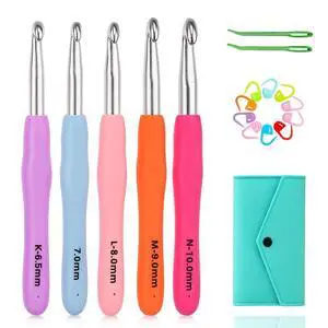 Large Ergonomic Crochet Hooks Set 6.5mm 7.0mm 8.0mm 9.0mm 10.0mm, Big Crochet Hooks for Chunky Yarn(5 Size) Large Ergonomic Crochet Hooks Set 6.5mm 7.0mm 8.0mm 9.0mm 10.0mm, Big Crochet Hooks for Chunky Yarn(5 Size)
