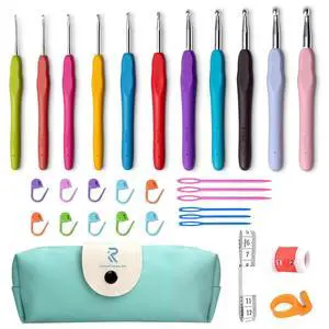 31pcs Crochet Hooks Set with Soft Handle and Case, 2mm(B) to 8mm(L) 31pcs Crochet Hooks Set with Soft Handle and Case, 2mm(B) to 8mm(L)