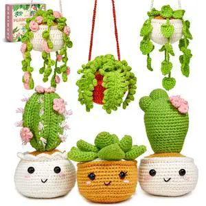 Crochet Kit for Beginners, Crochet Starter Kits, Amigurumi Craft Knitting Crocheting Kits with Step-by-Step Video Tutorials, 6 Pack Hanging Potted Plants Family(40%+ Yarn Crochet Kit for Beginners, Crochet Starter Kits, Amigurumi Craft Knitting Crocheting Kits with Step-by-Step Video Tutorials, 6 Pack Hanging Potted Plants Family(40%+ Yarn