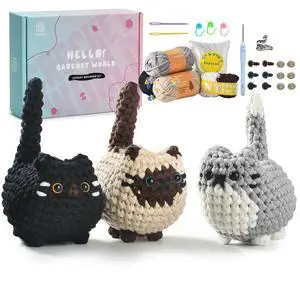 Crochet Kit for Beginners, Crochet Cat Beginner Crochet Kit for Adults, Amigurumi Crochet Animals Cat Crafts Crochet Kits, Easy Knitting Kit Galentines Day Crochet Kit for Beginners, Crochet Cat Beginner Crochet Kit for Adults, Amigurumi Crochet Animals Cat Crafts Crochet Kits, Easy Knitting Kit Galentines Day