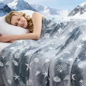 Cooling Blanket Throw Size (50"x70"), Double Sided Ice Cold Blanket for Hot Sleepers, Transfer Heat to Keep Cool, Soft Lightweight for Night Sweats, Bed & Couch, Ocean Design Cooling Blanket Throw Size (50"x70"), Double Sided Ice Cold Blanket for Hot Sleepers, Transfer Heat to Keep Cool, Soft Lightweight for Night Sweats, Bed & Couch, Ocean Design