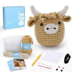 Kit for Beginners: Highland Cow Crochet Kit, Learn to Crochet, Include Easy Knitting Soft Yarn, Step-by-Step Video Tutorial, Hook, Holiday Birthday Gift for Adults and Teen(30%+ Yarn) Kit for Beginners: Highland Cow Crochet Kit, Learn to Crochet, Include Easy Knitting Soft Yarn, Step-by-Step Video Tutorial, Hook, Holiday Birthday Gift for Adults and Teen(30%+ Yarn)