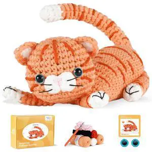 Crochet kit for Beginners Adults, Learn to Crochet, Include Easy Knitting Soft Yarn, Step-by-Step Video Tutorial, Hook, Holiday Birthday Gift (Orange cat) Crochet kit for Beginners Adults, Learn to Crochet, Include Easy Knitting Soft Yarn, Step-by-Step Video Tutorial, Hook, Holiday Birthday Gift (Orange cat)