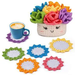Crochet Kit for Beginners, 6PCS Crochet Starter Kit, Potted Plant Coasters Crochet Kit with Step-by-Step Video Tutorials, Crochet Hooks, Learn to Crochet Kits for Adult Beginners Crochet Kit for Beginners, 6PCS Crochet Starter Kit, Potted Plant Coasters Crochet Kit with Step-by-Step Video Tutorials, Crochet Hooks, Learn to Crochet Kits for Adult Beginners
