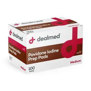 Povidone Iodine Prep Pad 10% - Individually Sealed Packets Perfect for Wound Care and Portable First Aid Kits, 100/Box (Pack of 1) Povidone Iodine Prep Pad 10% - Individually Sealed Packets Perfect for Wound Care and Portable First Aid Kits, 100/Box (Pack of 1)