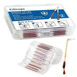 100 Sticks Povidone Iodine Swabsticks - FSA/HSA Snap-to-Activate Iodine Swabs for First Aid & Nasal Care, 10% Solution Wound Care Supplies, Individually Wrapped in Reusable Case 100 Sticks Povidone Iodine Swabsticks - FSA/HSA Snap-to-Activate Iodine Swabs for First Aid & Nasal Care, 10% Solution Wound Care Supplies, Individually Wrapped in Reusable Case