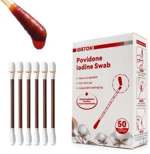 50-Count Disposable Povidone Iodine Swabs, Iodine Cotton swabs, Iodine swabsticks, Wound Care, Gentle Care and Emergency Care for The Whole Family. 50-Count Disposable Povidone Iodine Swabs, Iodine Cotton swabs, Iodine swabsticks, Wound Care, Gentle Care and Emergency Care for The Whole Family.