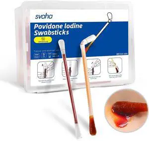 Povidone Iodine Swabsticks, 50 Count, Individually Wrapped with Snap-Release Solution, Skin Prep Swabs for First Aid Kits, Wound Care & Travel with PP Storage Case Povidone Iodine Swabsticks, 50 Count, Individually Wrapped with Snap-Release Solution, Skin Prep Swabs for First Aid Kits, Wound Care & Travel with PP Storage Case