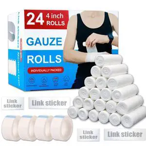 24 Pack Gauze Rolls Bandages 4 x 4.1 yd Premium Quality Lint and Latex-Free Conforming Stretch Designed for Wound Care for Wound Dressing Support(Ideal for Home and car First aid Kits) 24 Pack Gauze Rolls Bandages 4 x 4.1 yd Premium Quality Lint and Latex-Free Conforming Stretch Designed for Wound Care for Wound Dressing Support(Ideal for Home and car First aid Kits)