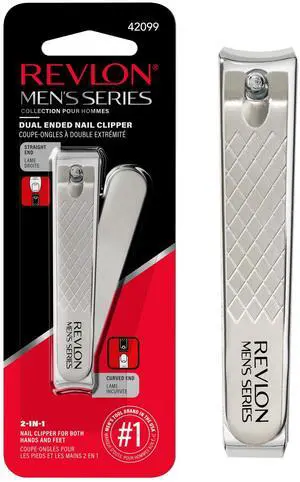 Dual-Ended Nail Clipper for Men, Straight and Curved Edges, for Fingernail and Toenail Trimming, Stainless Steel, 1 Count Dual-Ended Nail Clipper for Men, Straight and Curved Edges, for Fingernail and Toenail Trimming, Stainless Steel, 1 Count