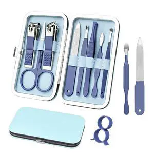 Manicure Set 8 in 1 Nail Clipper Set,Nail Clippers,Fingernail & Toenail Clippers,Manicure Tools,Pedicure Tools,Suitable for Travel Manicure Kit,Nail Set Kit with Everything Profe (Blue) Manicure Set 8 in 1 Nail Clipper Set,Nail Clippers,Fingernail & Toenail Clippers,Manicure Tools,Pedicure Tools,Suitable for Travel Manicure Kit,Nail Set Kit with Everything Profe (Blue)