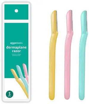 Women's Dermaplaning Tool, Peach Fuzz Remover, Facial Hair Removal, Exfoliating Face Razor with Microguard Blade for Safe Eyebrow Shaping, Includes Blade Cover, Multicolor, 3 Count Women's Dermaplaning Tool, Peach Fuzz Remover, Facial Hair Removal, Exfoliating Face Razor with Microguard Blade for Safe Eyebrow Shaping, Includes Blade Cover, Multicolor, 3 Count
