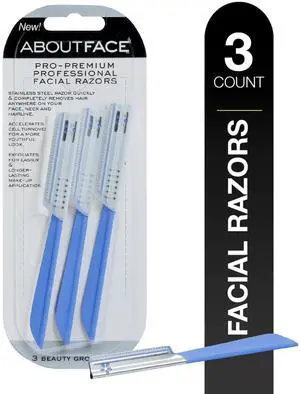 Pro-Premium Facial Razors - 3 Beauty Groomers for Hair Removal, Ideal for Shaving, Exfoliating, Dermaplaning and Brow Shaping, Japanese Stainless Steel Gently Removes Facial Hair Pro-Premium Facial Razors - 3 Beauty Groomers for Hair Removal, Ideal for Shaving, Exfoliating, Dermaplaning and Brow Shaping, Japanese Stainless Steel Gently Removes Facial Hair