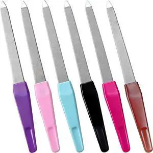 6 Pack Metal Nail File Set for Natural Nails, Professional Stainless Steel Sword Fingernail File with Sharp Tip & Non-Slip Handle, Thin Sapphire Grit Diamond Finger Nail Files for Women & Men 6 Pack Metal Nail File Set for Natural Nails, Professional Stainless Steel Sword Fingernail File with Sharp Tip & Non-Slip Handle, Thin Sapphire Grit Diamond Finger Nail Files for Women & Men