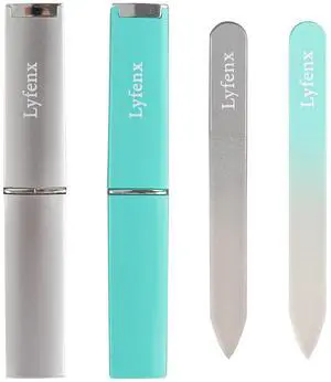 2-Pack Mini Glass Nail File with Case for Natural Nails,2mm Thickness Elegant Crystal Nail Filer,Double Sided Etched Fingernail Files Gentle Nail Care Stocking Stuffers for Travel Silver&Green 2-Pack Mini Glass Nail File with Case for Natural Nails,2mm Thickness Elegant Crystal Nail Filer,Double Sided Etched Fingernail Files Gentle Nail Care Stocking Stuffers for Travel Silver&Green