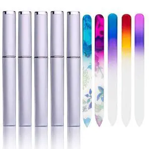 5 Pack Glass Nail Files with Case Crystal Glass Fingernail Files Double Sided Glass Nail File Mixed Color Manicure Set for Gentle Nail Care Christmas Gifts Stocking Stuffers for Women 5 Pack Glass Nail Files with Case Crystal Glass Fingernail Files Double Sided Glass Nail File Mixed Color Manicure Set for Gentle Nail Care Christmas Gifts Stocking Stuffers for Women