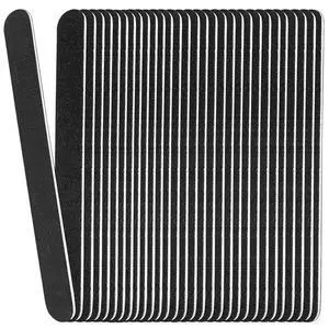 Emery Board Nail Files (24 Pack), 100/180 Grit Wooden Nail File for Natural Nails, 7 Inches Emory Filers Manicure Tool Set Disposable Nail File for Home Salon Black Emery Board Nail Files (24 Pack), 100/180 Grit Wooden Nail File for Natural Nails, 7 Inches Emory Filers Manicure Tool Set Disposable Nail File for Home Salon Black