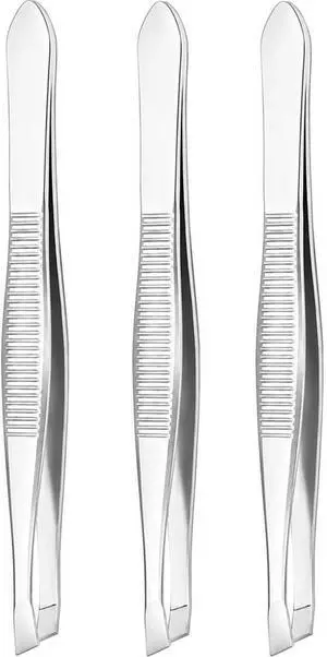 Precision Slant Tip Tweezers Set (3 Pack) Stainless Steel Eyebrow Tweezers for Facial Hair, Ingrown Hair & Fine Hair Removal, Professional Beauty Grooming Tool Precision Slant Tip Tweezers Set (3 Pack) Stainless Steel Eyebrow Tweezers for Facial Hair, Ingrown Hair & Fine Hair Removal, Professional Beauty Grooming Tool