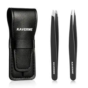 2Pcs Tweezers Set - Upgrade Professional Precision Slant and Point Tips for Eyebrows, Facial Hair and Ingrown Hair Removal (Black) 2Pcs Tweezers Set - Upgrade Professional Precision Slant and Point Tips for Eyebrows, Facial Hair and Ingrown Hair Removal (Black)