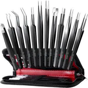 12 Pack Precision Tweezers Set for Craft, Soldering, Jewelry, Facial Hair, Eyebrow, Ingrown Hair Removal, Eyelash Extension- with Case 12 Pack Precision Tweezers Set for Craft, Soldering, Jewelry, Facial Hair, Eyebrow, Ingrown Hair Removal, Eyelash Extension- with Case
