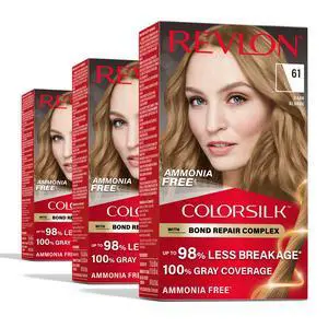 with Bond Repair Complex, Blonde Permanent Hair Color, 100% Gray Coverage, Ammonia Free Hair Dye, Vegan Keratin, 61 Dark Blonde (Pack of 3) with Bond Repair Complex, Blonde Permanent Hair Color, 100% Gray Coverage, Ammonia Free Hair Dye, Vegan Keratin, 61 Dark Blonde (Pack of 3)