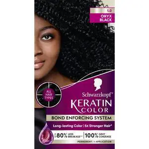 Keratin Permanent Hair Dye Cream, 1.0 Black Onyx, Professional Quality Color for Up to 100% Gray Coverage, Bond Enforcing System Keratin Permanent Hair Dye Cream, 1.0 Black Onyx, Professional Quality Color for Up to 100% Gray Coverage, Bond Enforcing System