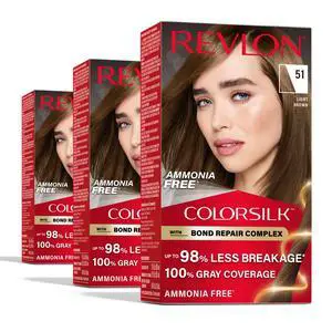 with Bond Repair Complex, Brown Permanent Hair Color, 100% Gray Coverage, Ammonia Free Hair Dye, Vegan Keratin, 51 Light Brown (Pack of 3) with Bond Repair Complex, Brown Permanent Hair Color, 100% Gray Coverage, Ammonia Free Hair Dye, Vegan Keratin, 51 Light Brown (Pack of 3)