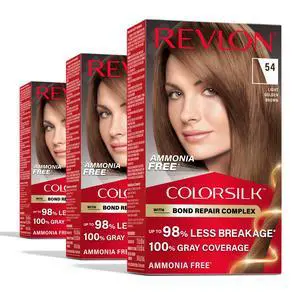 with Bond Repair Complex, Brown Permanent Hair Color, 100% Gray Coverage, Ammonia Free Hair Dye, Vegan Keratin, 54 Light Golden Brown (Pack of 3) with Bond Repair Complex, Brown Permanent Hair Color, 100% Gray Coverage, Ammonia Free Hair Dye, Vegan Keratin, 54 Light Golden Brown (Pack of 3)