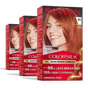 with Bond Repair Complex, Permanent Hair Color, 100% Gray Coverage, Ammonia Free Dye, Vegan Keratin, 45 Bright Auburn, 3 pack with Bond Repair Complex, Permanent Hair Color, 100% Gray Coverage, Ammonia Free Dye, Vegan Keratin, 45 Bright Auburn, 3 pack