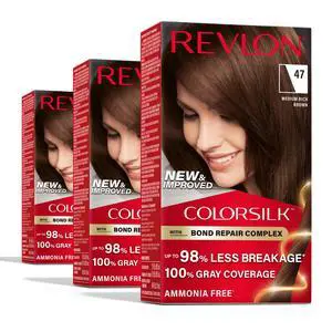 with Bond Repair Complex, Brown Permanent Hair Color, 100% Gray Coverage, Ammonia Free Hair Dye, Vegan Keratin, 47 Medium Rich Brown (Pack of 3) with Bond Repair Complex, Brown Permanent Hair Color, 100% Gray Coverage, Ammonia Free Hair Dye, Vegan Keratin, 47 Medium Rich Brown (Pack of 3)