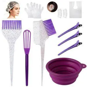 Hair Dye Color Brush and Bowl Set, Color Bowl Brushes Tool Mixing Bowl Kit Tint Comb for Hair Tint Dying Coloring Applicator (Purple&Clear) Hair Dye Color Brush and Bowl Set, Color Bowl Brushes Tool Mixing Bowl Kit Tint Comb for Hair Tint Dying Coloring Applicator (Purple&Clear)