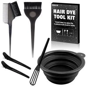 6pcs Hair Dye Color Bleach Kit with Hair Dye Brush, Comb, Bowl, Hair Color Whisk, Hair Clips, Ideal for Hair Coloring Dying Bleaching Highlighting, Essential Salon Supplies Tools for Home Use 6pcs Hair Dye Color Bleach Kit with Hair Dye Brush, Comb, Bowl, Hair Color Whisk, Hair Clips, Ideal for Hair Coloring Dying Bleaching Highlighting, Essential Salon Supplies Tools for Home Use