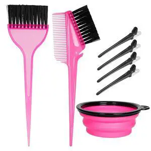 Hair Dye Color Brush and Bowl Set, Color Bowl Brushes Tool Mixing Bowl Kit Tint Comb for Hair Tint Dying Coloring Applicator (Pink&Black) Hair Dye Color Brush and Bowl Set, Color Bowl Brushes Tool Mixing Bowl Kit Tint Comb for Hair Tint Dying Coloring Applicator (Pink&Black)