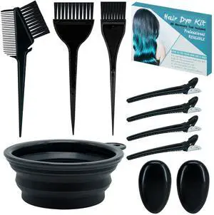 10 Pc Hair Bleach Kit - Hair Coloring Products With Dye Brush, Color Bowl, Earmuffs, Clip for Salon Bleaching & Highlighting 10 Pc Hair Bleach Kit - Hair Coloring Products With Dye Brush, Color Bowl, Earmuffs, Clip for Salon Bleaching & Highlighting