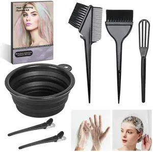 8 Pcs Hair Coloring Kit - Professional Hair Dye Tools for Home Salon Use with Bowl, Brush, Comb, Clips, Gloves & Shower Cap - Reusable Supplies (8, Black) 8 Pcs Hair Coloring Kit - Professional Hair Dye Tools for Home Salon Use with Bowl, Brush, Comb, Clips, Gloves & Shower Cap - Reusable Supplies (8, Black)