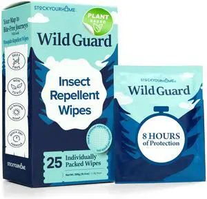 Wild Guard Mosquito Repellent Wipes (25 Pack), DEET Free Insect Repellent, Individually Wrapped Bug Wipes for Kids and Family, Travel Size for Camping, Hiking and Beach, 8 Hour Protection Wild Guard Mosquito Repellent Wipes (25 Pack), DEET Free Insect Repellent, Individually Wrapped Bug Wipes for Kids and Family, Travel Size for Camping, Hiking and Beach, 8 Hour Protection