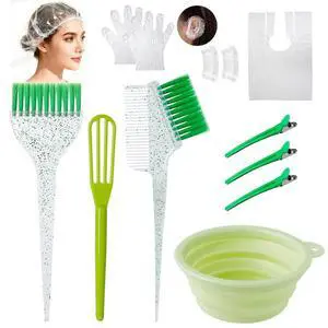 Hair Dye Color Brush and Bowl Set, Color Bowl Brushes Tool Mixing Bowl Kit Tint Comb for Hair Tint Dying Coloring Applicator (Green&Clear) Hair Dye Color Brush and Bowl Set, Color Bowl Brushes Tool Mixing Bowl Kit Tint Comb for Hair Tint Dying Coloring Applicator (Green&Clear)