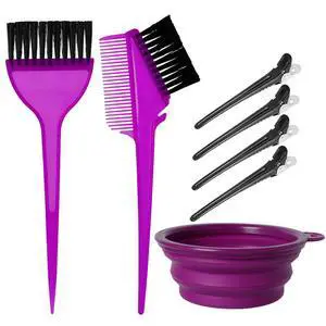 Hair Dye Color Brush and Bowl Set, Color Bowl Brushes Tool Mixing Bowl Kit Tint Comb for Hair Tint Dying Coloring Applicator (Purple) Hair Dye Color Brush and Bowl Set, Color Bowl Brushes Tool Mixing Bowl Kit Tint Comb for Hair Tint Dying Coloring Applicator (Purple)