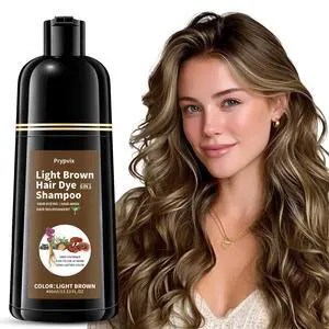 Light Brown Hair Dye Shampoo for 100% Gray Coverage, Natural Herbal 3 IN 1 Formula Hair Color Shampoo, Semi-Permanent Color for Women & Men, Nourishes with Botanicals, Ammonia & Paraben Free Light Brown Hair Dye Shampoo for 100% Gray Coverage, Natural Herbal 3 IN 1 Formula Hair Color Shampoo, Semi-Permanent Color for Women & Men, Nourishes with Botanicals, Ammonia & Paraben Free