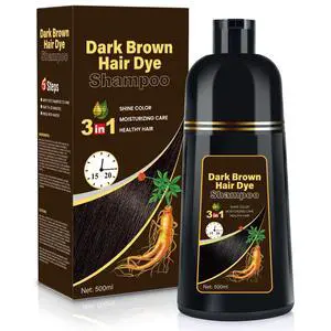 Gray Coverage Hair Dye Shampoo, 3-in-1 Semi-Permanent Dark Brown Color Shampoo for Women & Men-500ml Gray Coverage Hair Dye Shampoo, 3-in-1 Semi-Permanent Dark Brown Color Shampoo for Women & Men-500ml