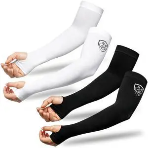 Upgraded Cooling Arm Sleeves 2 Pairs Black White UPF 50+ UV Protection Ice Silk Breathable Stretchy One Size for Cycling Golf Running Gardening Driving (Black White 2 Pairs, One Size) Upgraded Cooling Arm Sleeves 2 Pairs Black White UPF 50+ UV Protection Ice Silk Breathable Stretchy One Size for Cycling Golf Running Gardening Driving (Black White 2 Pairs, One Size)