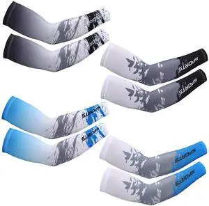 4 Pairs UV Sun Protection Arm Sleeves Cooling Sports Sleeve Anti Slip Ice Silk Warmers Arm Covers for Men Women(Blue Black,X-Large) 4 Pairs UV Sun Protection Arm Sleeves Cooling Sports Sleeve Anti Slip Ice Silk Warmers Arm Covers for Men Women(Blue Black,X-Large)