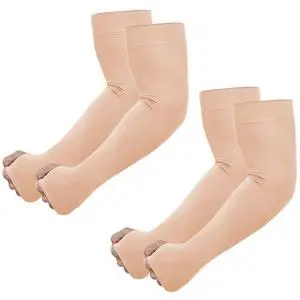 UV Sun Protection Arm Sleeves with Thumb Hole for Men Women Youth, Cooling Sleeve to Cover Tattoo, Mid-Compression 2 Pairs: Beige UV Sun Protection Arm Sleeves with Thumb Hole for Men Women Youth, Cooling Sleeve to Cover Tattoo, Mid-Compression 2 Pairs: Beige