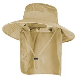 Sun Hats for Men Women Fishing Hat UPF 50+ Breathable Wide Brim Bucket Hats Summer UV Protection Safari Hat with Neck Flap Khaki Sun Hats for Men Women Fishing Hat UPF 50+ Breathable Wide Brim Bucket Hats Summer UV Protection Safari Hat with Neck Flap Khaki